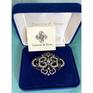 JBK Camrose + Cross Art Deco Rhinestone Brooch Pin Jackie Kennedy
